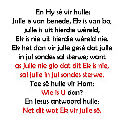Net dit wat Ek vir julle sê, IS EK. (19-04-2025)